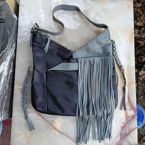 Camila Alves Muxo Genuine Leather Shoulder Bag with Leather Fringe